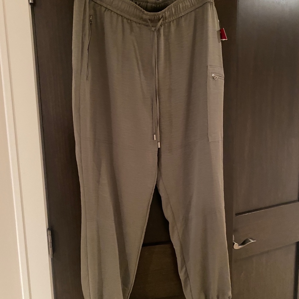 Jennifer Lopez Sage Green Silky Joggers Size L